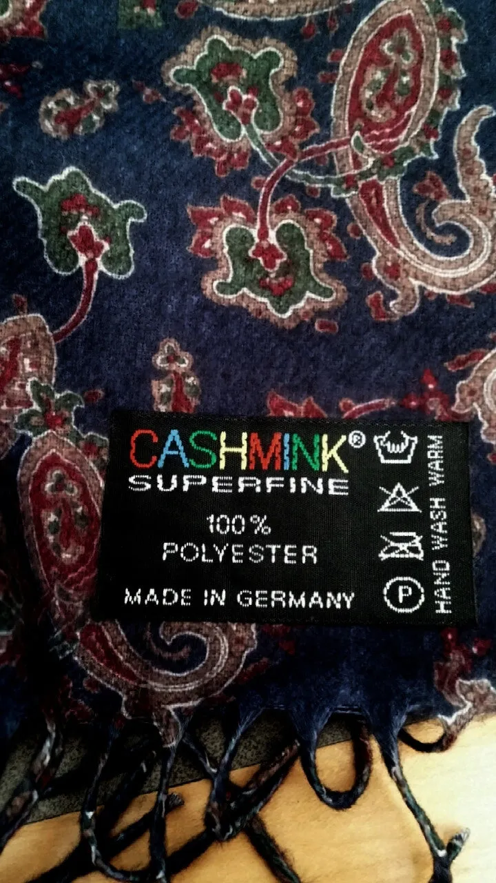 New- Navy Blue Paisley 'Cashmink' Winter Fashion Scarf