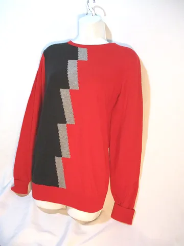 NWT NEW BALENCIAGA PARIS GEOMETRIC LIGHTNING CASHMERE Sweater RED 36 S