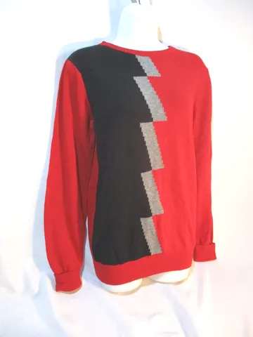 NWT NEW BALENCIAGA PARIS GEOMETRIC LIGHTNING CASHMERE Sweater RED 36 S