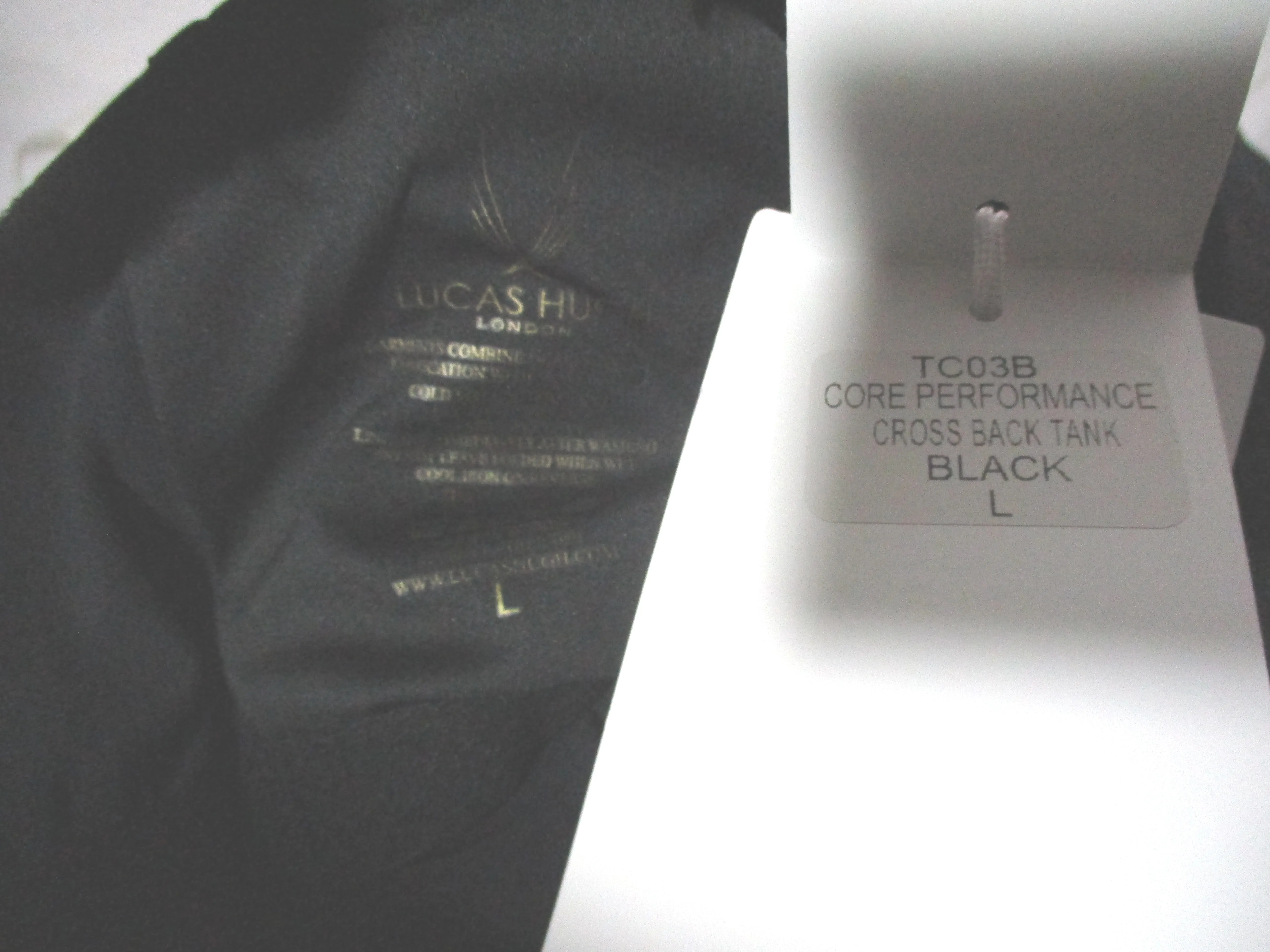 NWT NEW LUCAS HUGH CORE PERFORMANCE CROSS BACK Tank L BLACK