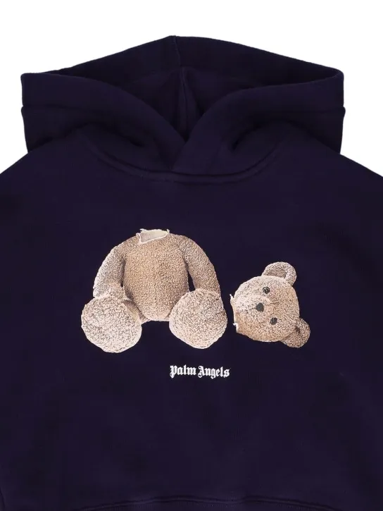 Palm Angels   Bear print cotton hoodie sweatshirt 