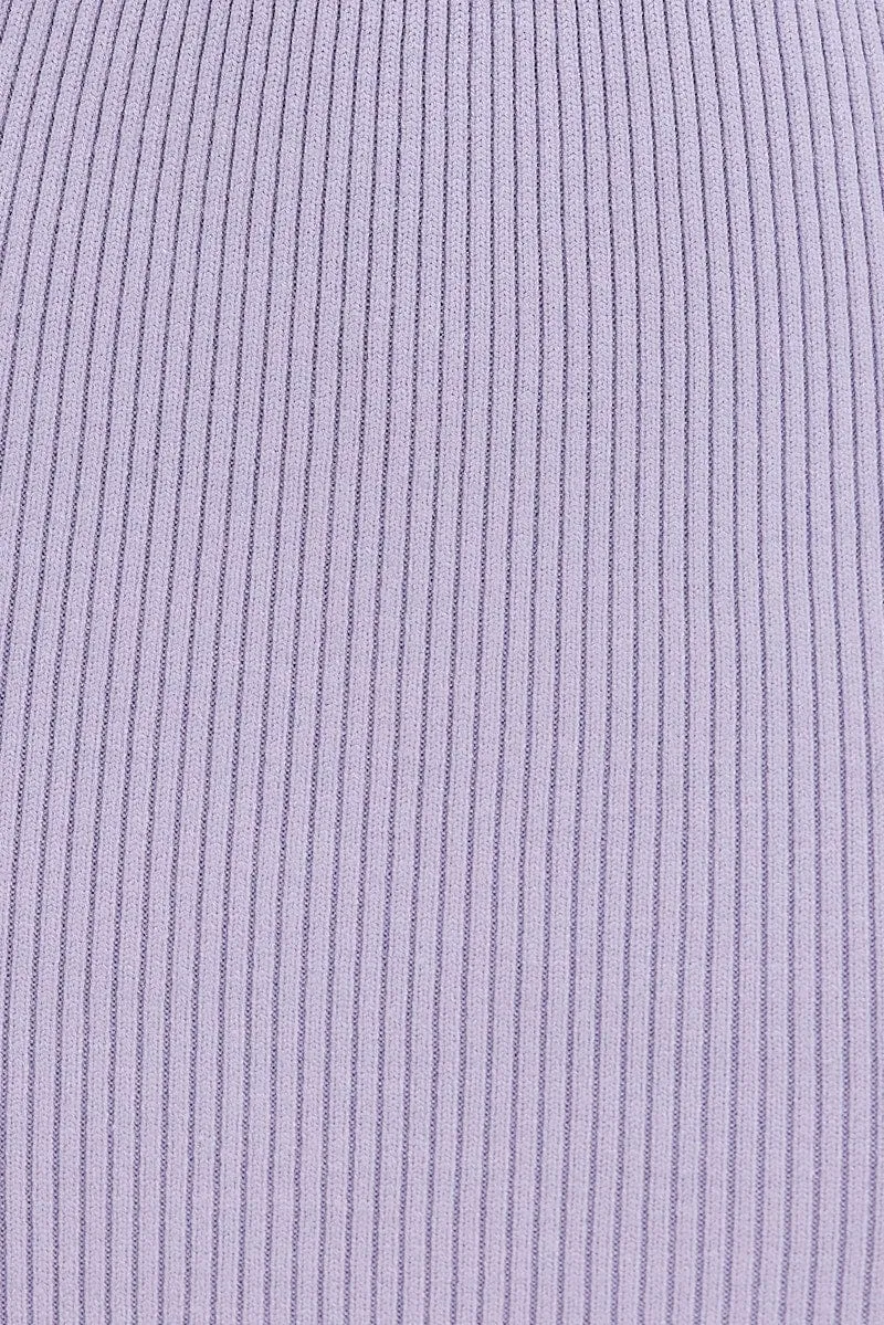Purple Knit Skirt High Rise Ribbed Midi