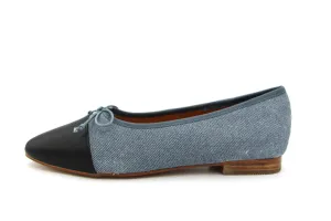 Ralph Migel  Denim Ballet Flat With Black Cap Toe  Shira
