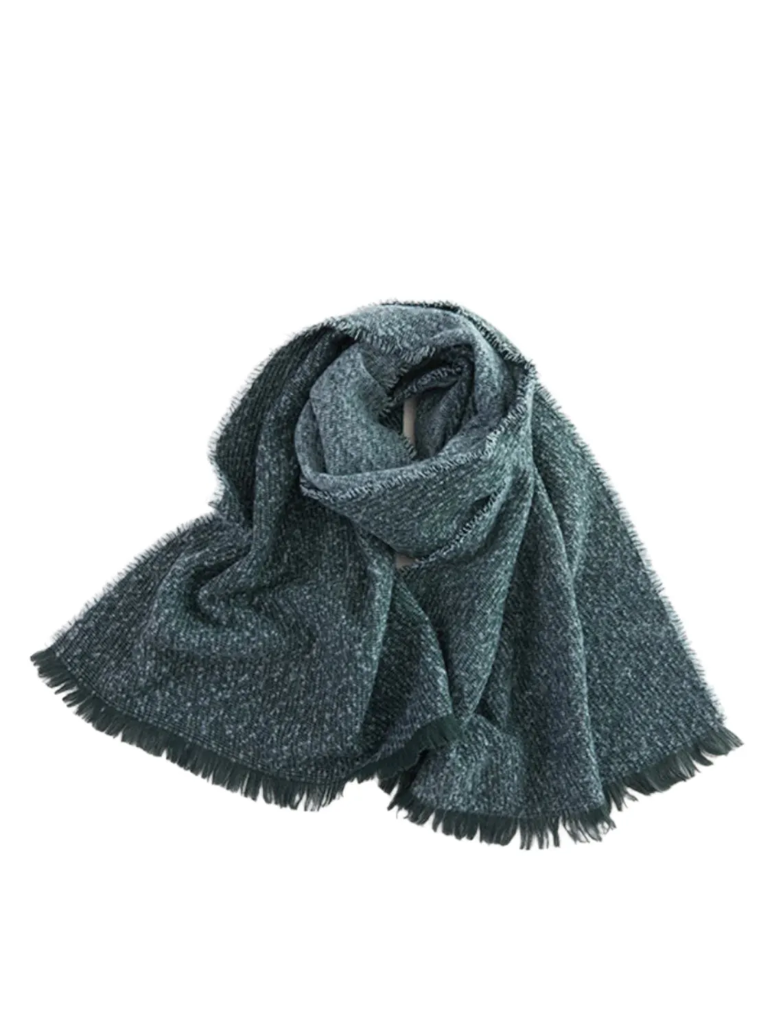 Raw Hem Heathered Polyester Scarf