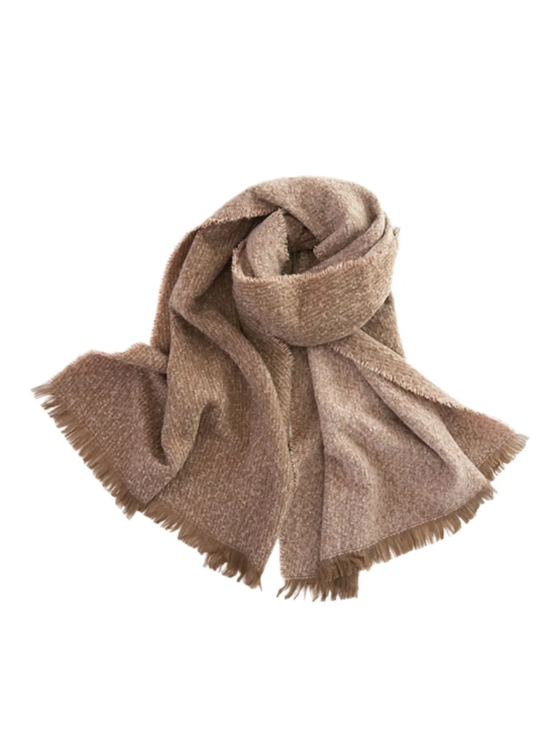 Raw Hem Heathered Polyester Scarf