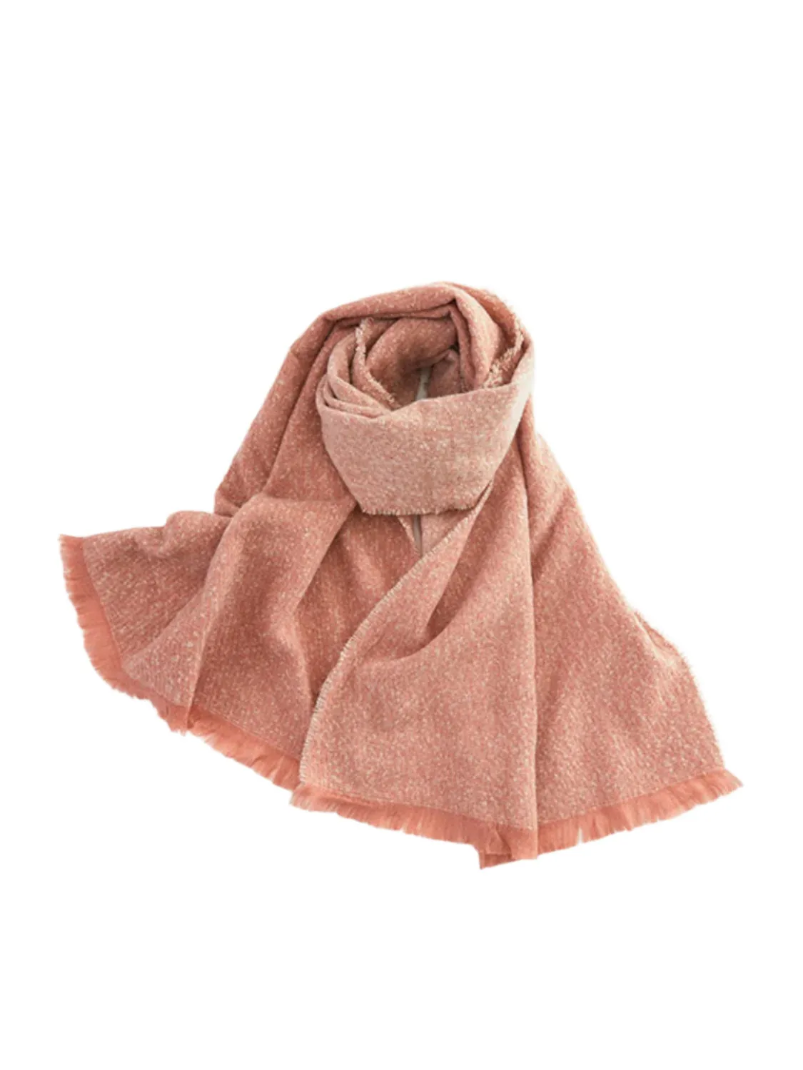 Raw Hem Heathered Polyester Scarf