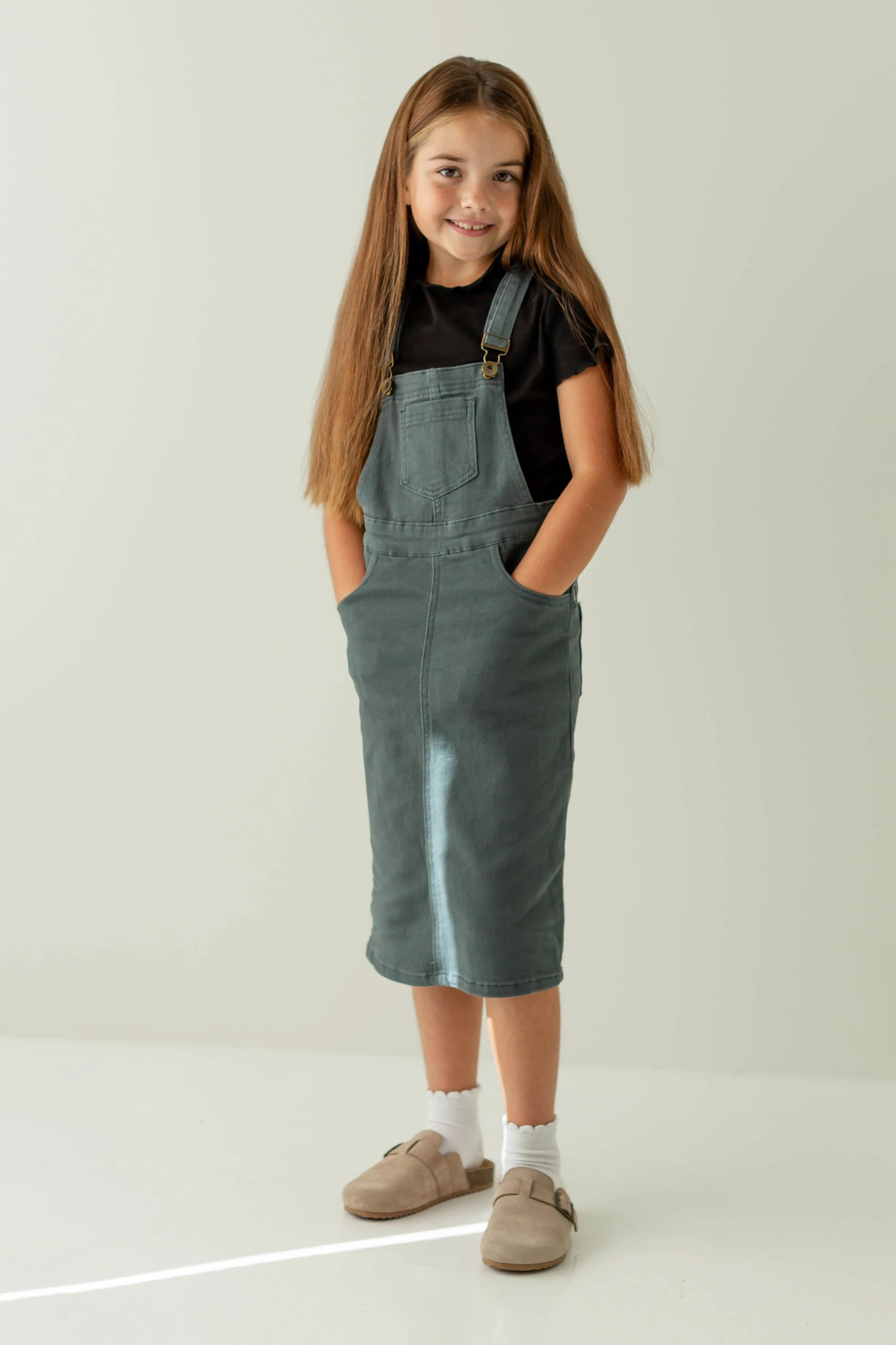 'Reagan' Girl Denim Overall Dress