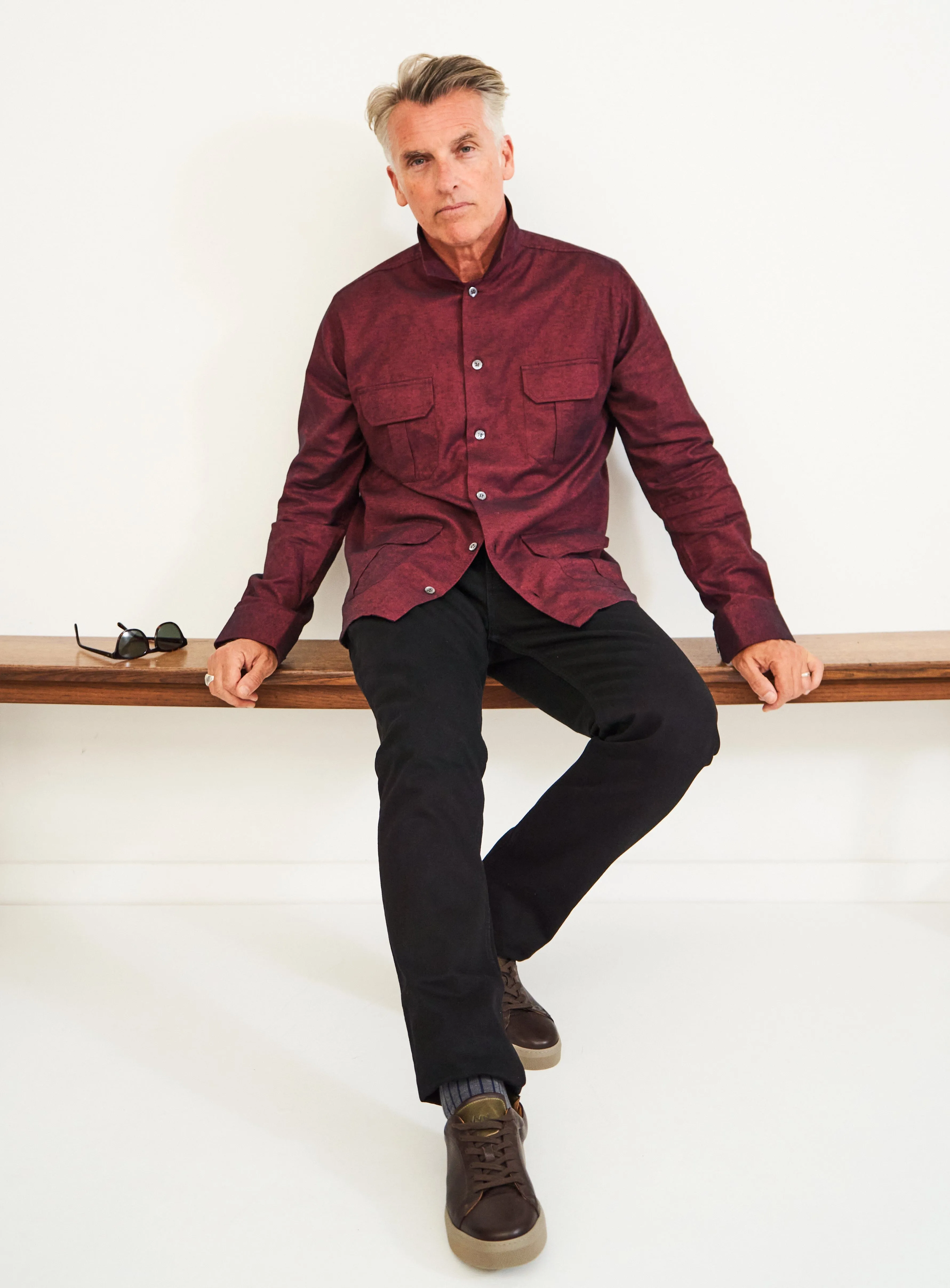Recycled Italian Flannel Deep Red Over-Shirt
