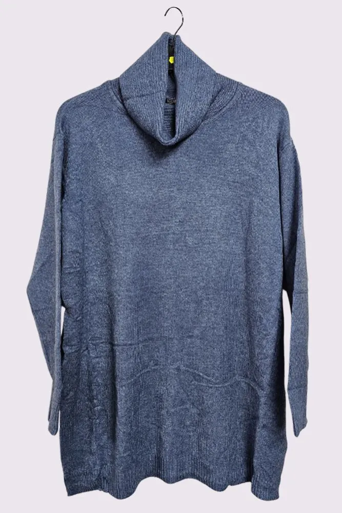 Ribbed Roll Neck Tunic Jumper