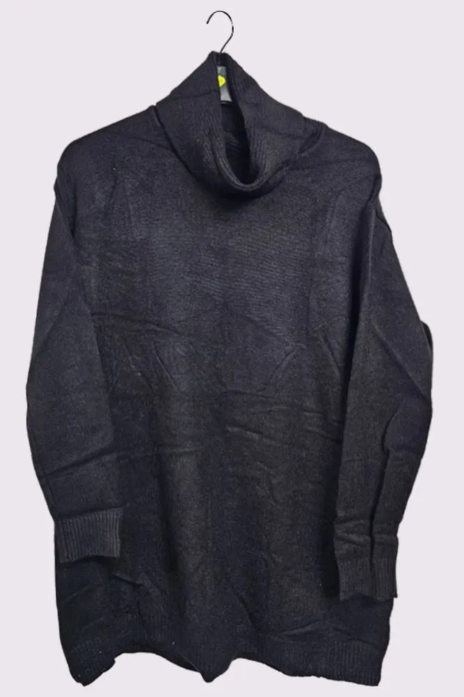 Ribbed Roll Neck Tunic Jumper