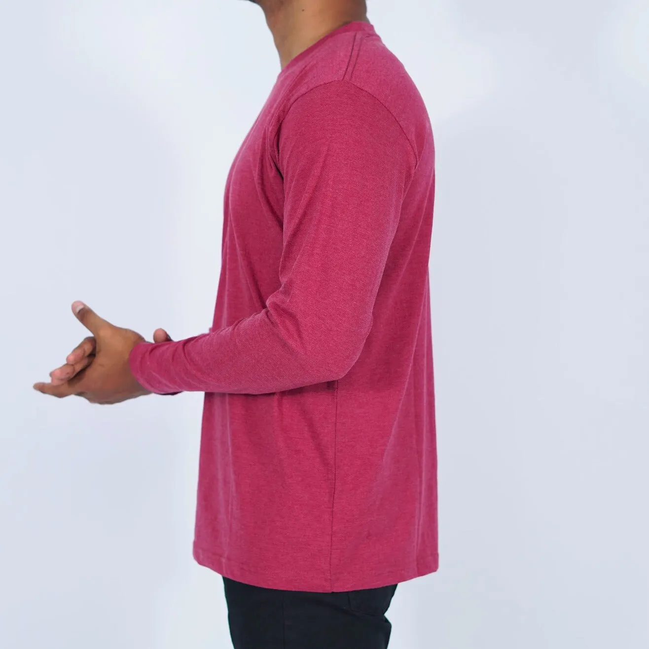 Round Neck Maroon Melange Full Sleeve