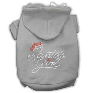 Santa's Girl Rhinestone Dog Hoodie Grey S (10)