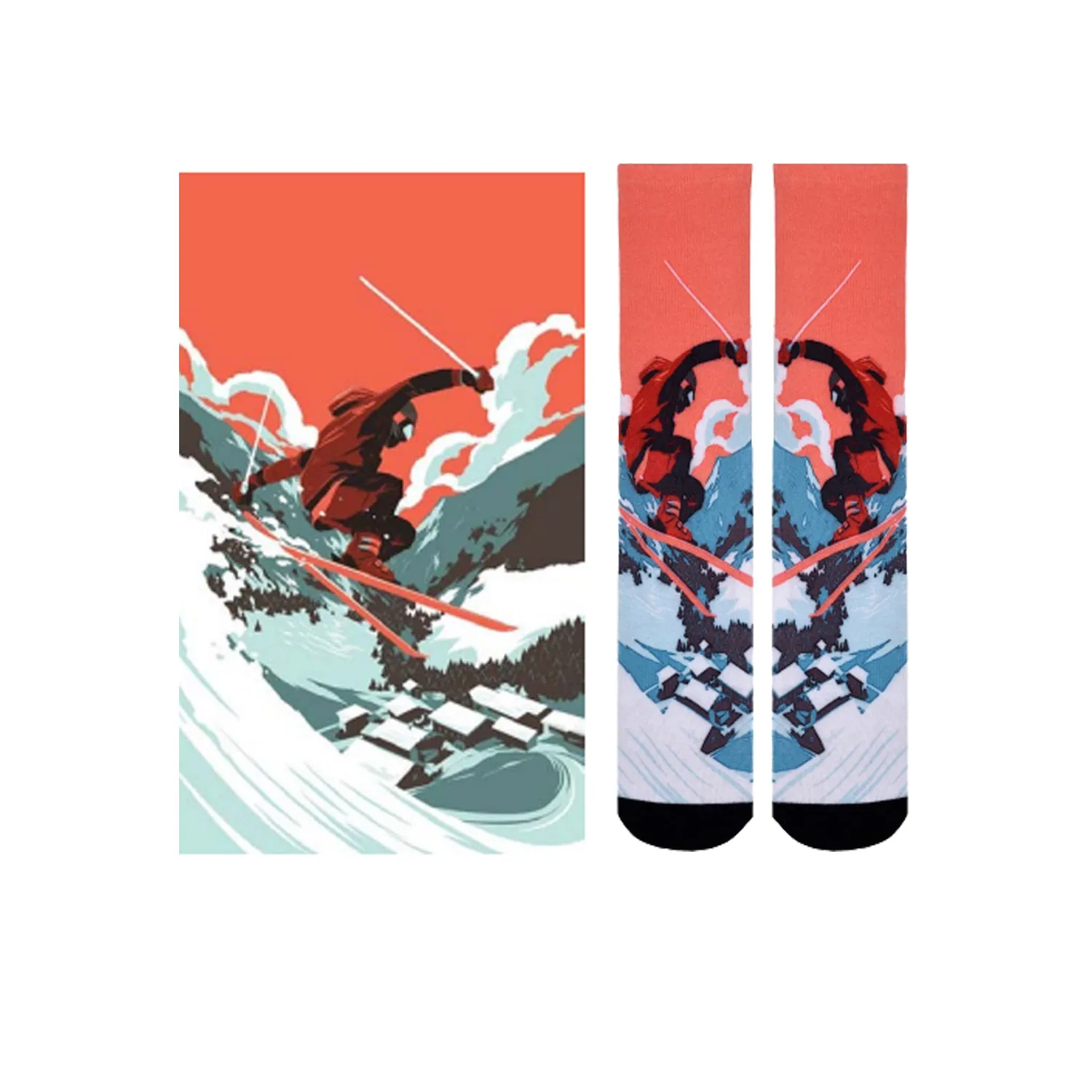 Sierra Socks Alpine Racer Pattern CoolMax Socks, Nature Collection for Men & Women Eco-Friendly Colorful Crew Socks