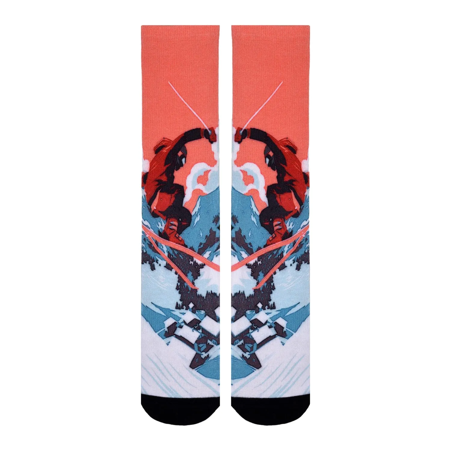 Sierra Socks Alpine Racer Pattern CoolMax Socks, Nature Collection for Men & Women Eco-Friendly Colorful Crew Socks