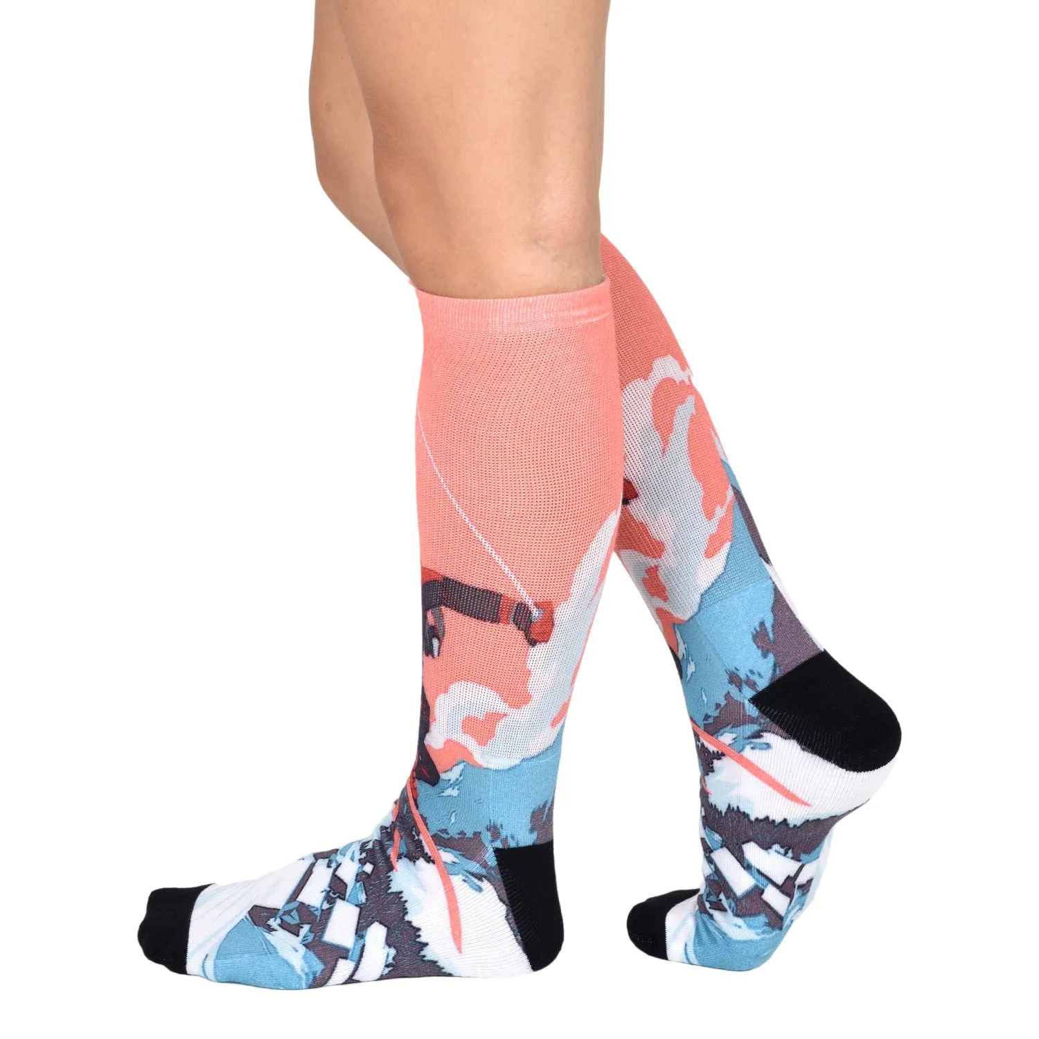Sierra Socks Alpine Racer Pattern CoolMax Socks, Nature Collection for Men & Women Eco-Friendly Colorful Crew Socks