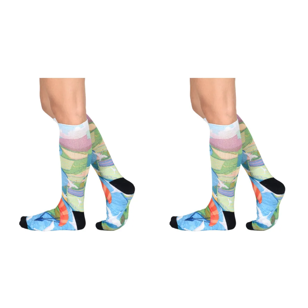 Sierra Socks Birds' Eye View Pattern CoolMax Socks, Nature Collection for Men & Women Eco-Friendly Crew Socks