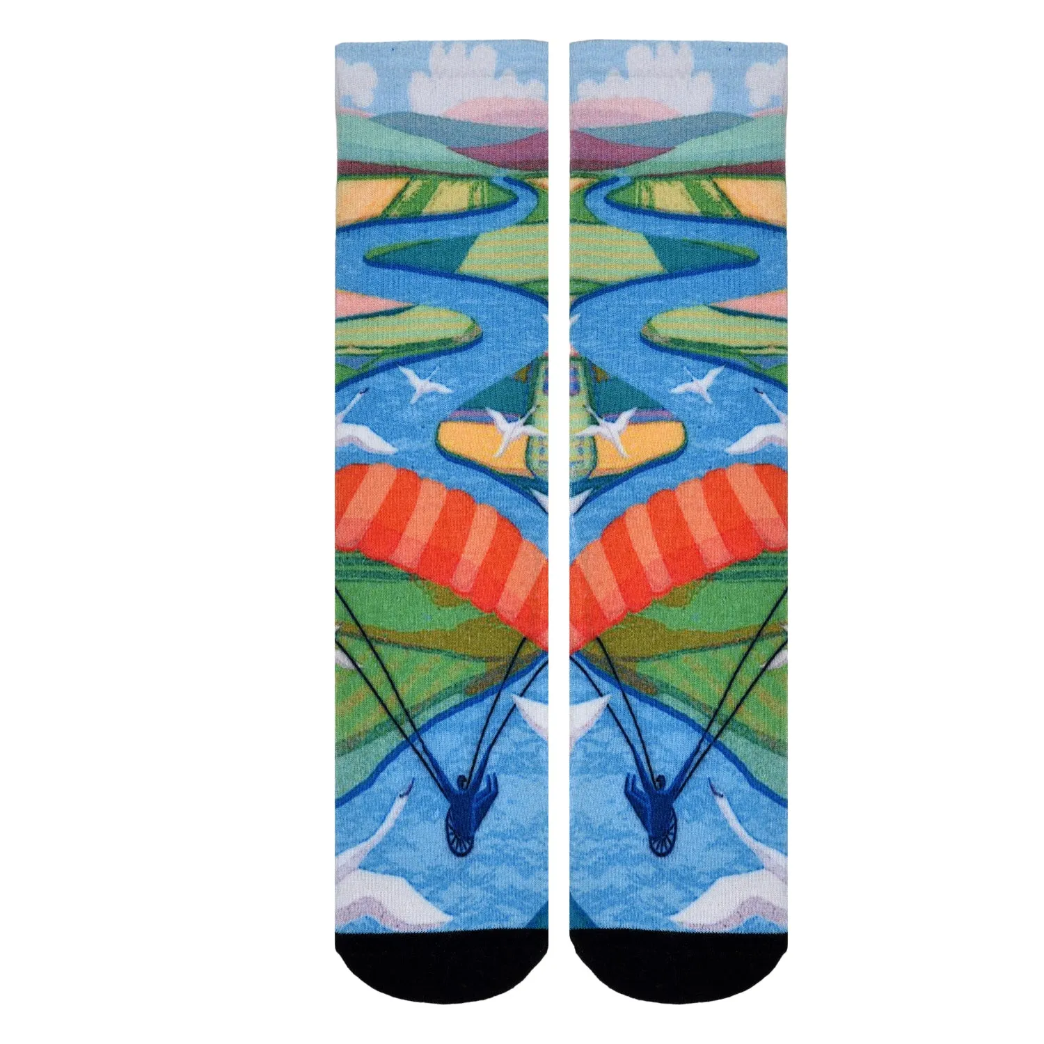Sierra Socks Birds' Eye View Pattern CoolMax Socks, Nature Collection for Men & Women Eco-Friendly Crew Socks