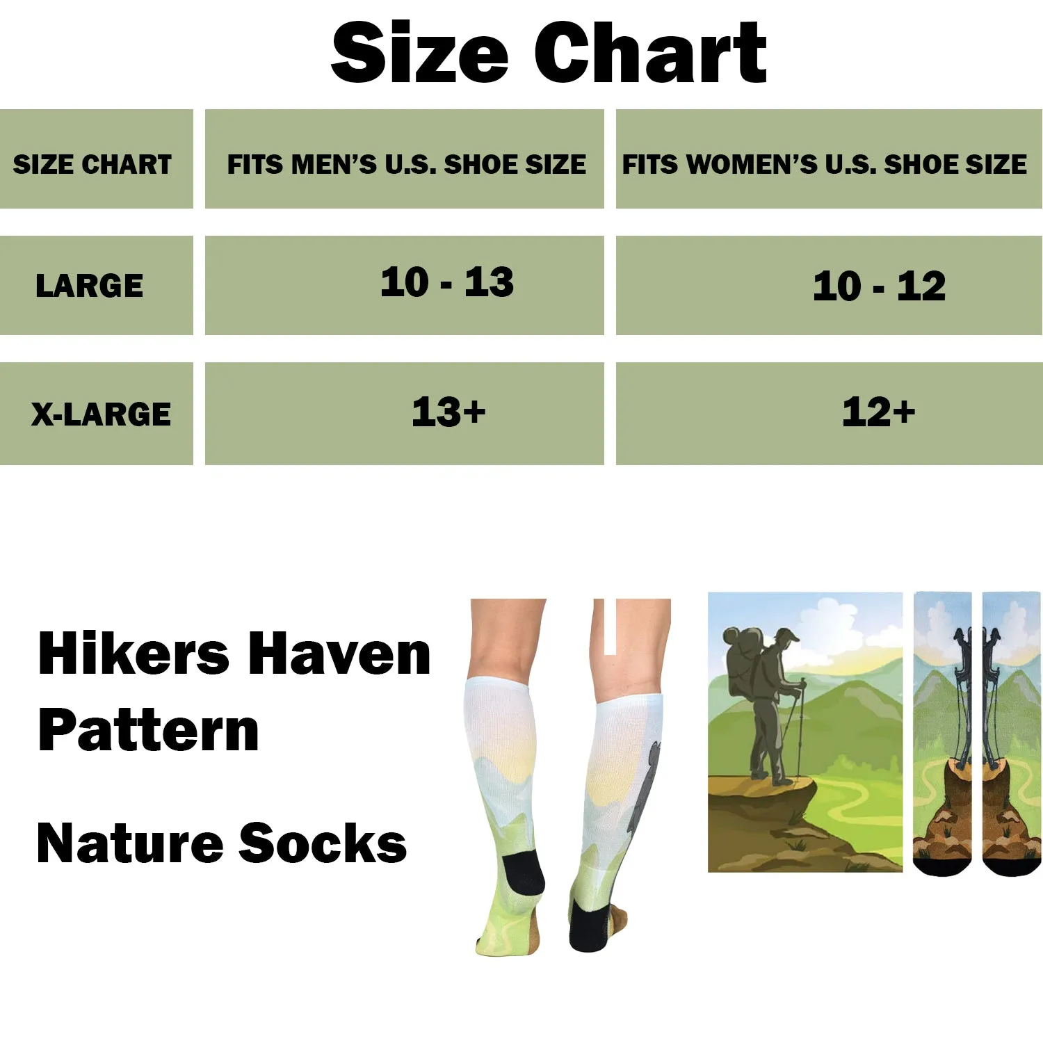 Sierra Socks Hikers Haven Pattern CoolMax Socks, Nature Collection for Men & Women Eco-Friendly Colorful Crew Socks