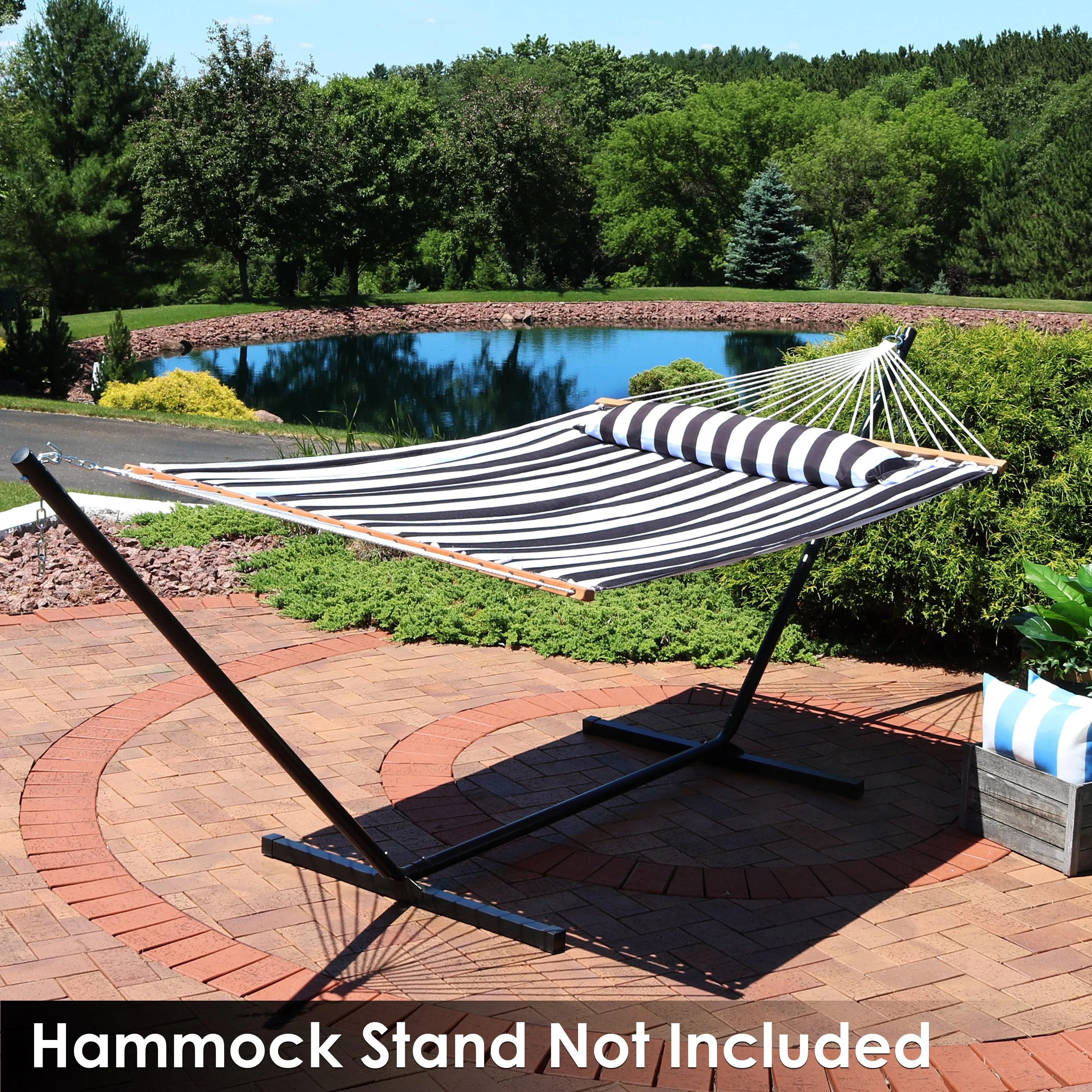 Sunnydaze 2-Person Quilted Fabric Double Hammock with Pillow