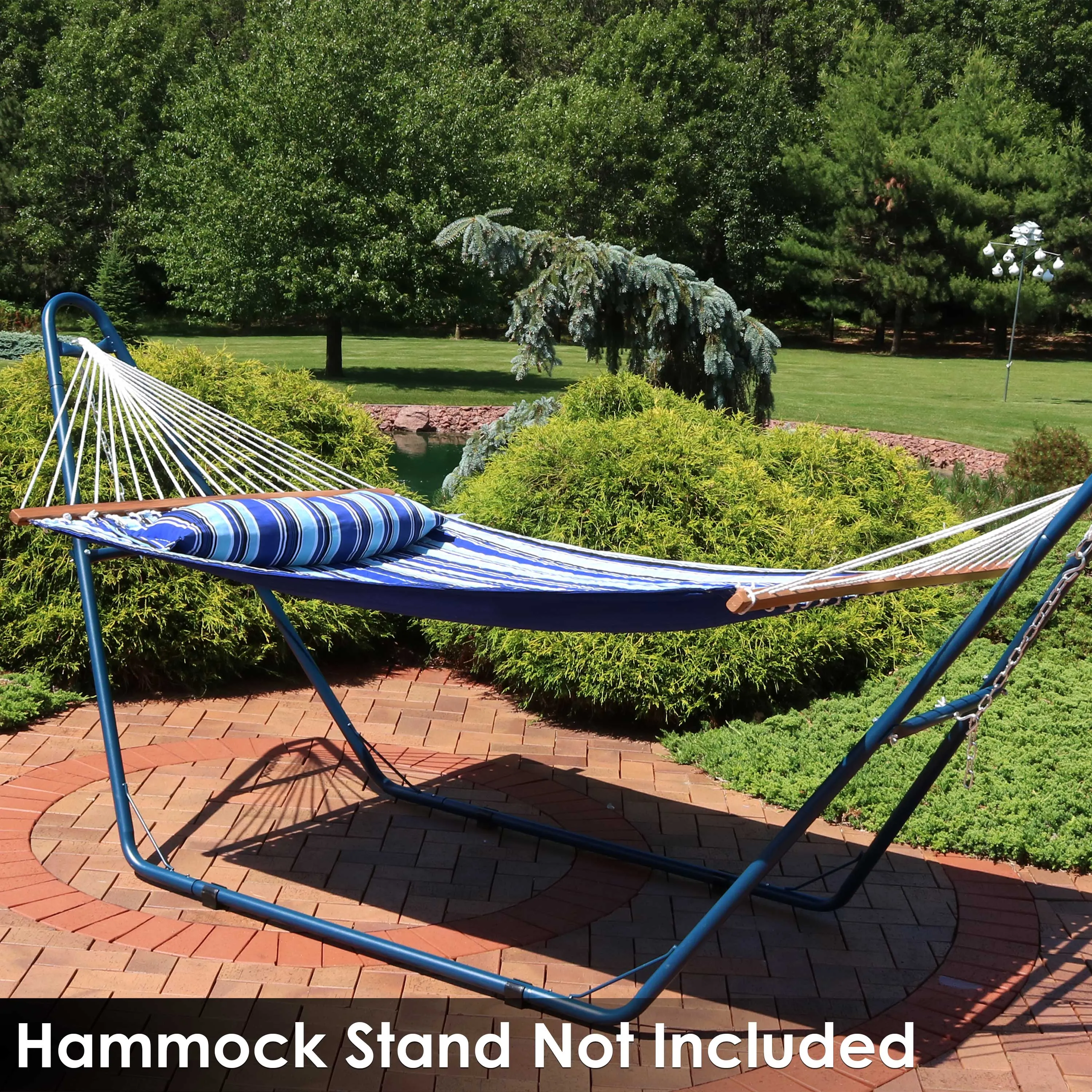Sunnydaze 2-Person Quilted Fabric Double Hammock with Pillow