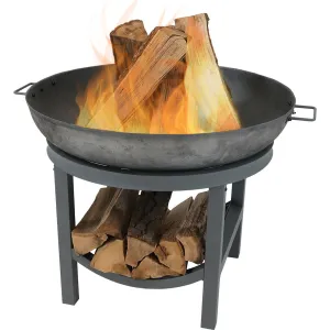 Sunnydaze 30" Cast Iron Fire Pit with Built-In Log Rack