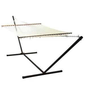 Sunnydaze Double Wide 2-Person Rope Hammock with 15' Stand