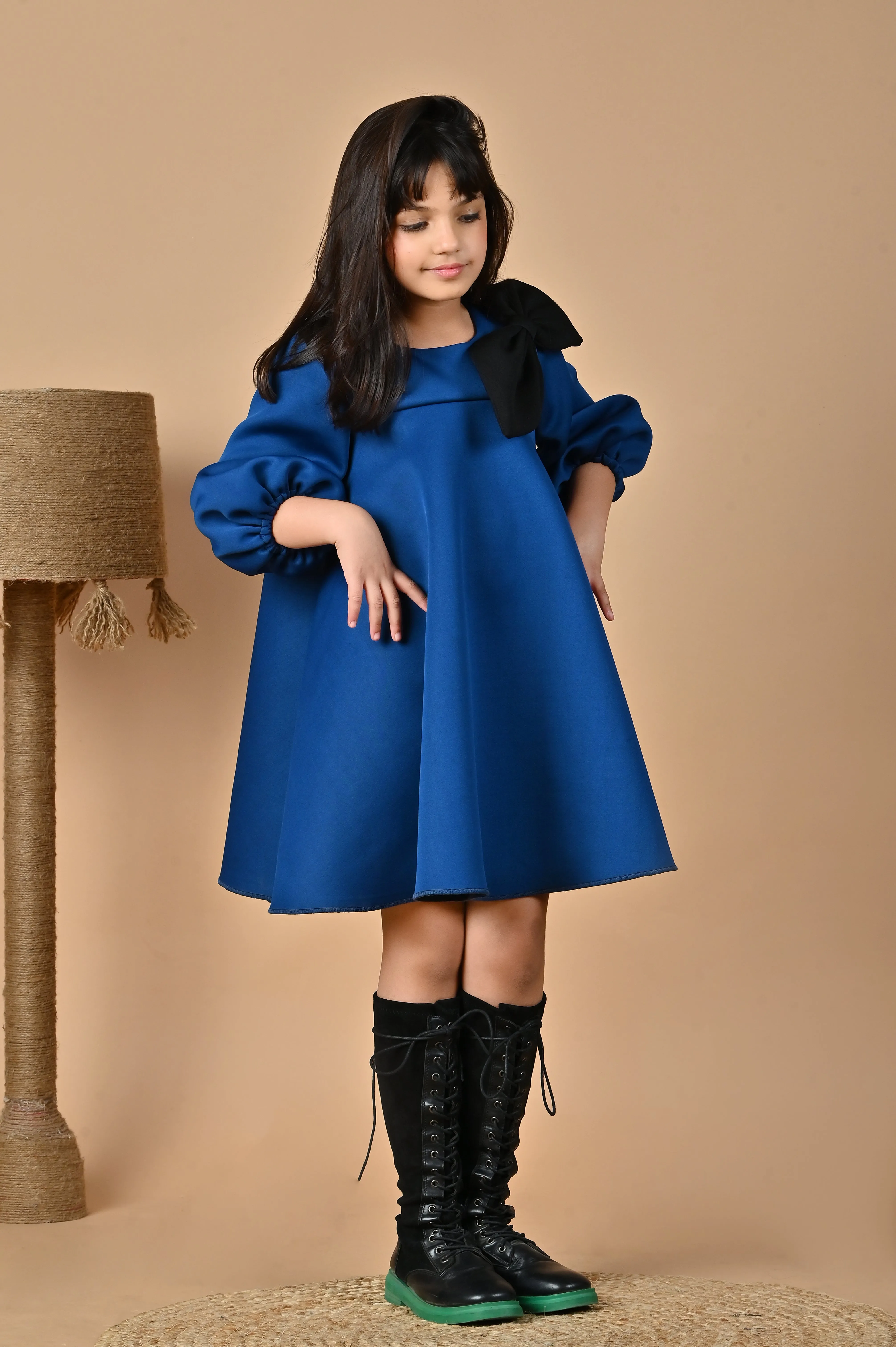 Teal Puffy Bow Dress