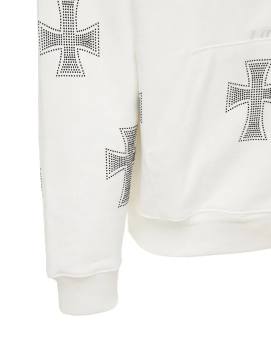 Unknown   White rhinestone cross cotton hoodie 