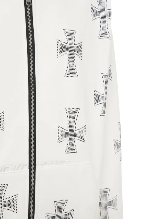 Unknown   White rhinestone cross cotton hoodie 