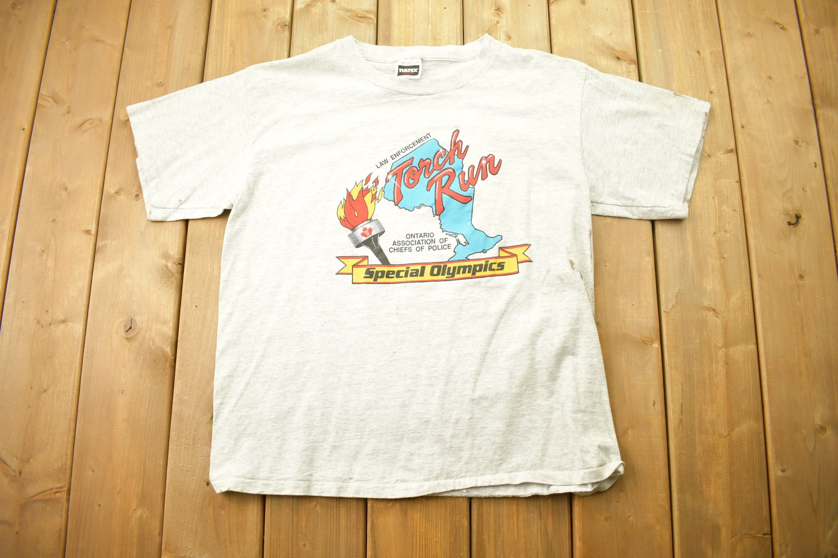Vintage 1990s Special Olympics Torch Run  Law Enforcement T Shirt