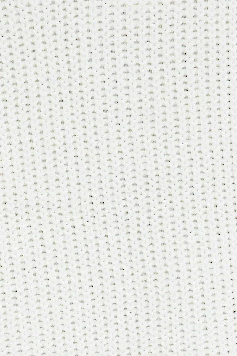 White Knit Dress High Neck Oversized chenille