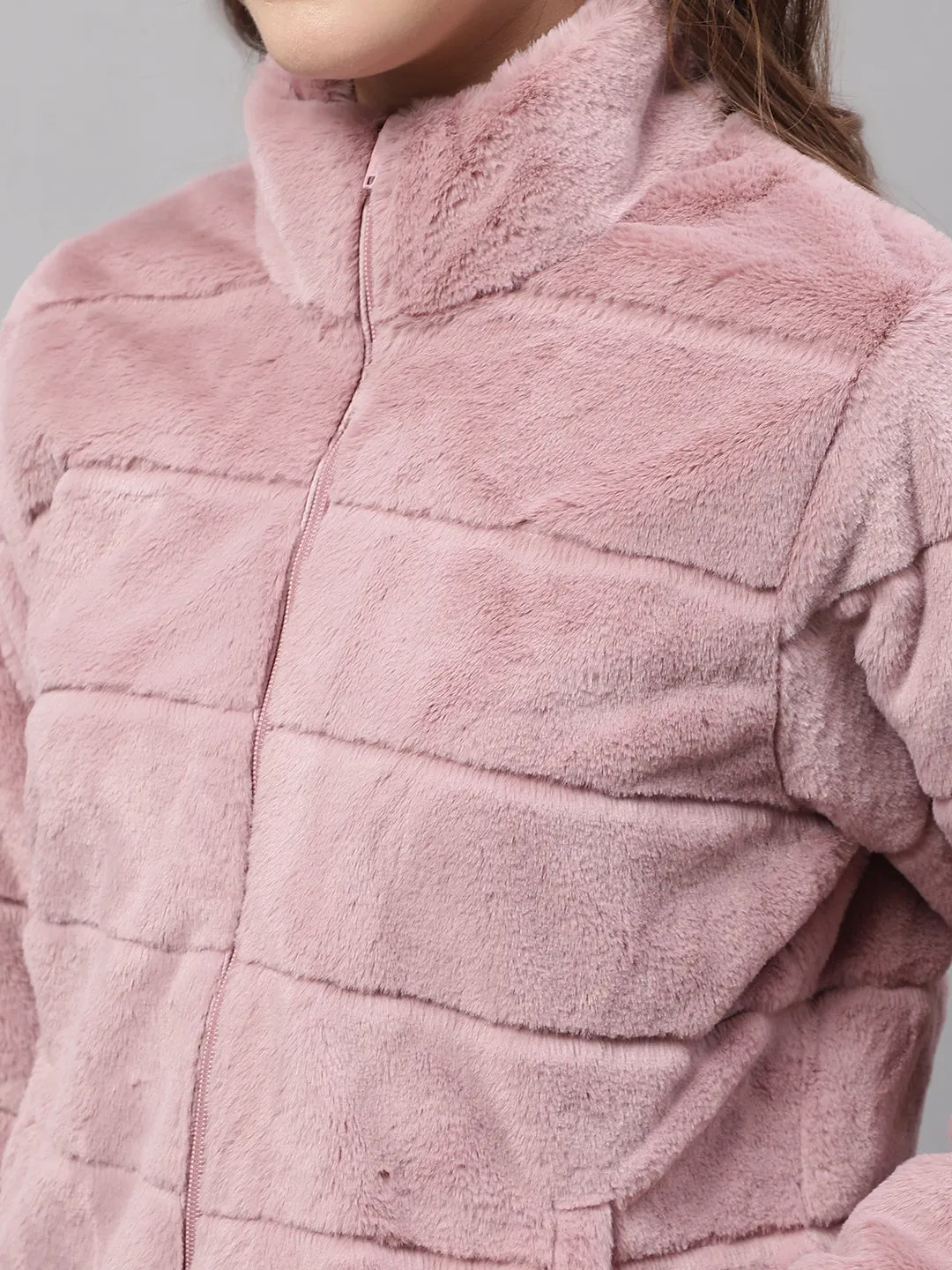 Women's Casual  Pink Soft Faux Fur  Jacket