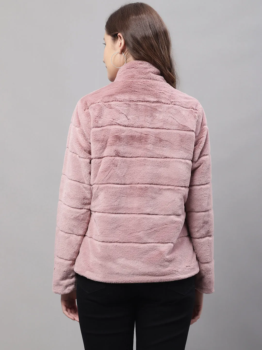 Women's Casual  Pink Soft Faux Fur  Jacket